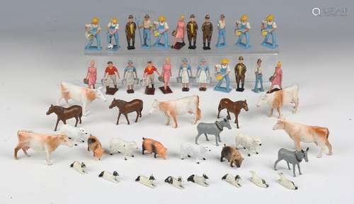 A collection of Crescent Toys lead figures of farm workers, ...