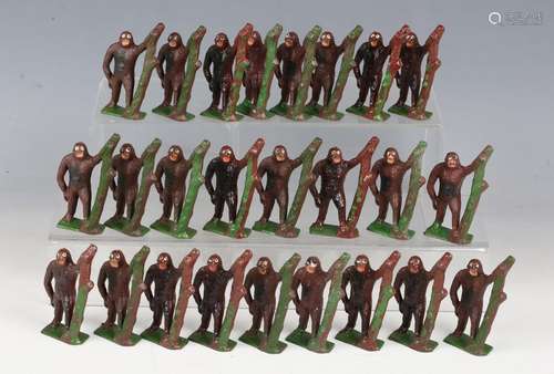 Twenty-five Crescent Toys lead figures of gorillas with tree...