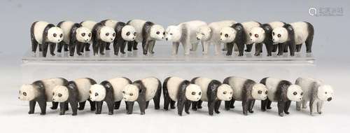 Nineteen Crescent Toys lead figures of panda bears (some sur...