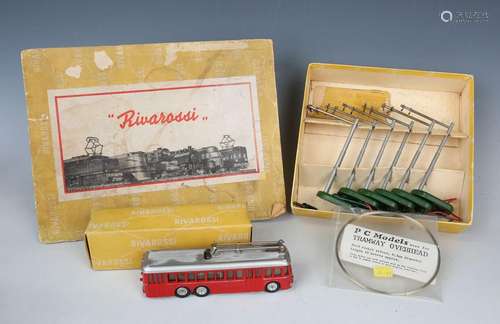 A Rivarossi MinoBus motorised trolleybus, red with silver ro...