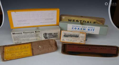 A small collection of gauge OO coach kits, including a Moder...