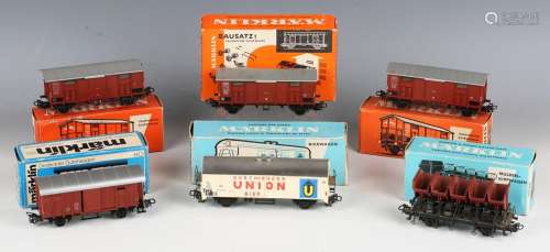 A collection of Märklin gauge HO goods rolling stock, includ...