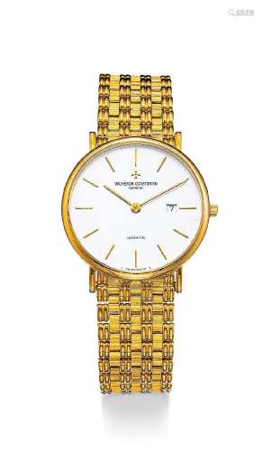 江诗丹顿 精美，黄金自动链带腕表，备日期显示，年份约 1990