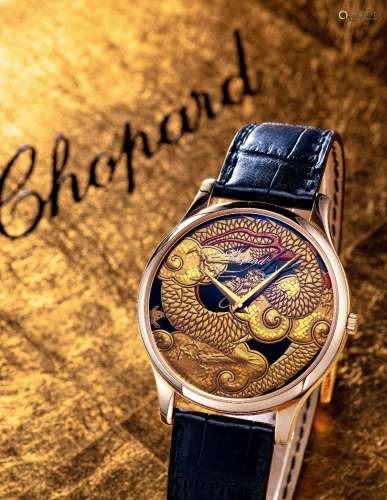 肖邦 非常精致，玫瑰金自动腕表，备莳绘表盘，「蓝角龙」，型号 161902...