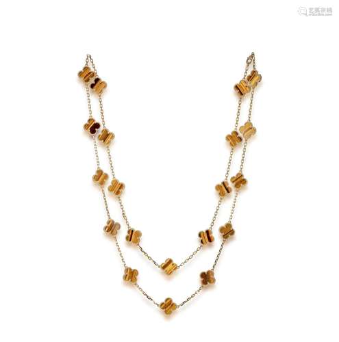 梵克雅宝设计 18K 金及虎眼石「VINTAGE ALHAM BRA」项链