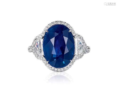 10.05 克拉斯里兰卡蓝宝石配钻石戒指，未经加热
