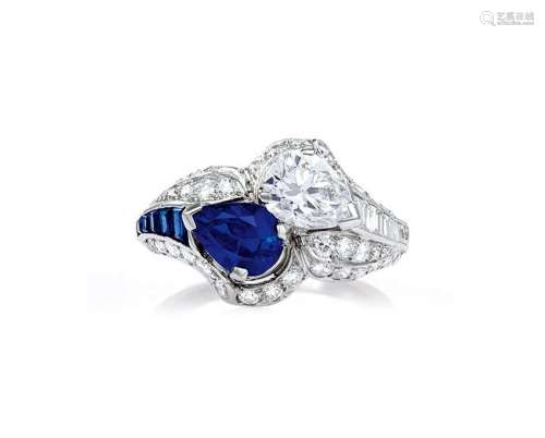 1.23 克拉克什米尔蓝宝石配钻石戒指，未经加热