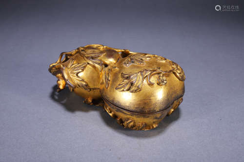 銅鎏金葫蘆蓋盒
