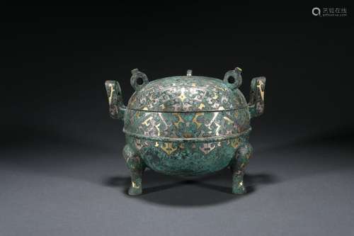 Bronze Tri-legged Censer with Gold Plating Design