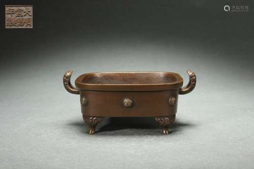 Bronze Censer with Court Hat-shaped Handles, Xuande Reign Pe...