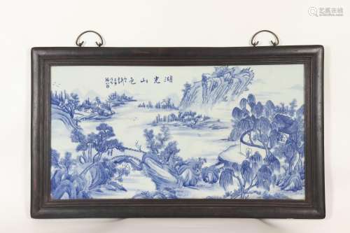 Blue-and-white Porcelain Plate with Landscape Design
