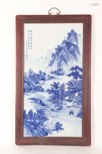 Blue-and-white Porcelain Plate with Landscape Design