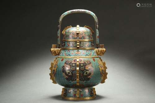 Cloisonne YOU (wine vessel), Qianlong Reign Period, Qing Dyn...