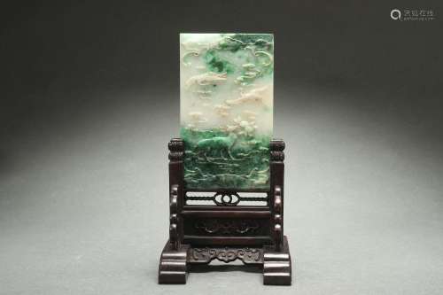 Jadeite Table Screen with Poem Design, Qing Dynasty