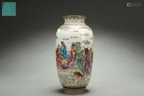 Chinese Lantern-shaped Vase with Poem and Eight Immortals Of...