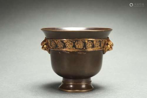 Gilt Bronze Censer with Handles, Qing Dynasty