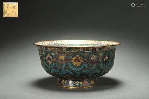 Cloisonne Large Bowl, Kangxi Reign Period, Qing Dynasty