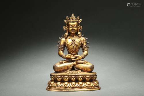 Gilt Bronze Statue of Women Buddha