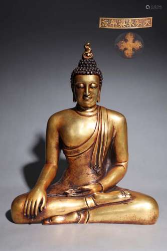 明 精铸铜胎鎏金释迦牟尼佛坐像