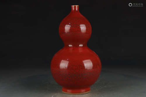 清 单色祭红窑变釉葫芦瓶