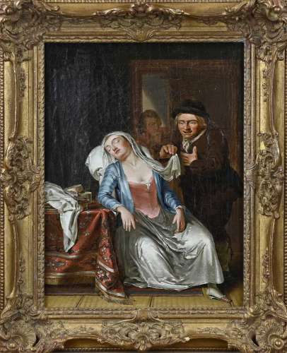 Unsigned, Man with a sleeping woman in an interior