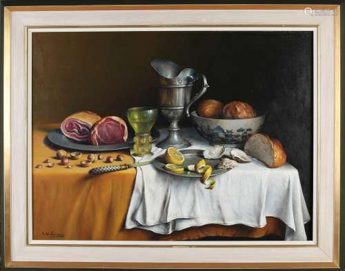 Anton Verhoeven, Still life with glass, pewter, etc.
