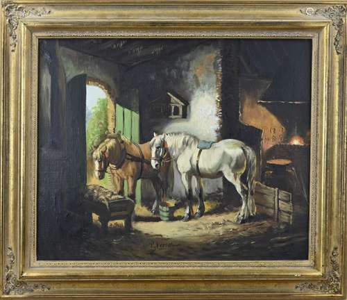 P. Verschuur, Horses in stable