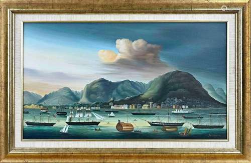 Fu Ming Ye, Harbor view with ships