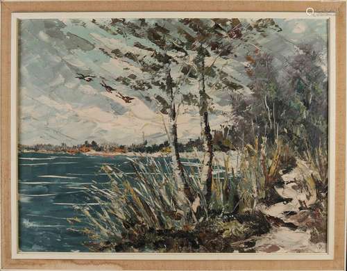 Unsigned (John Bevort), Birch trees on the waterfront