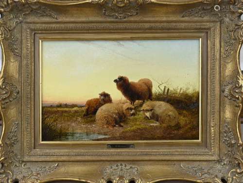 K. Walter, Romantic Landscape with Sheep in the Evening Ligh...