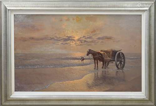 JL van der Meide, Seascape with shell fisherman