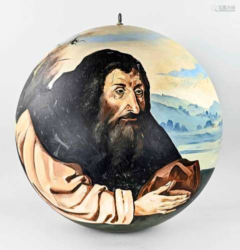 Painted sphere by Hieronymus Bosch, Ø 60 cm.