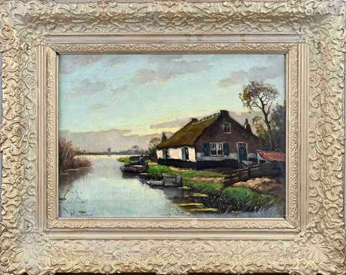 H. Schallenberg, Polder view with farmhouse