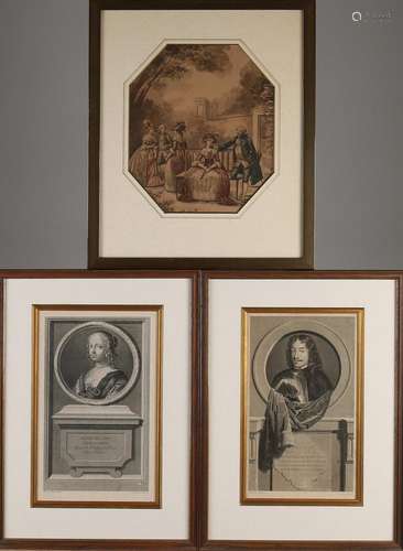 Three antique engravings/sepia