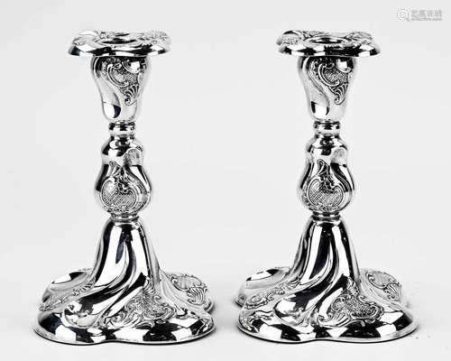 Two silver candlesticks