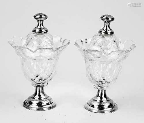 Two candy coupes with silverware