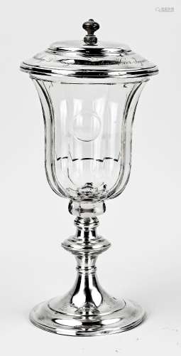 Crystal goblet with silverware