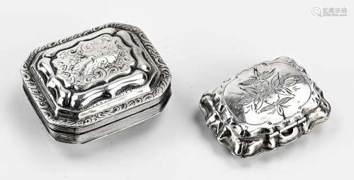 Two silver boxes