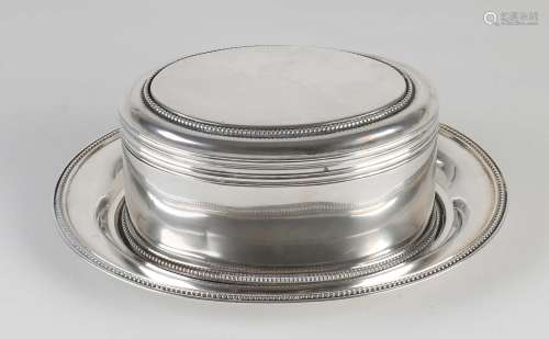 Silver cookie box with saucer
