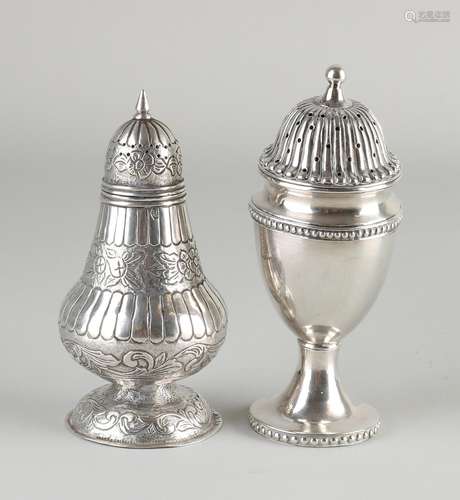 Two silver sugar casters