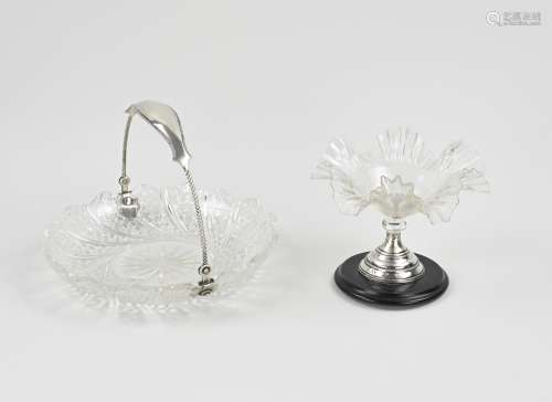 Cake bowl & bonbonniere with silver