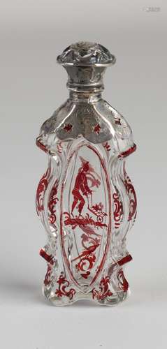 Bohemian bottle with silver cap