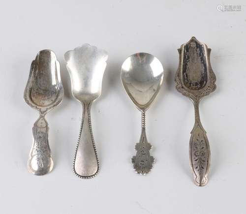 4 Silver sugar scoops