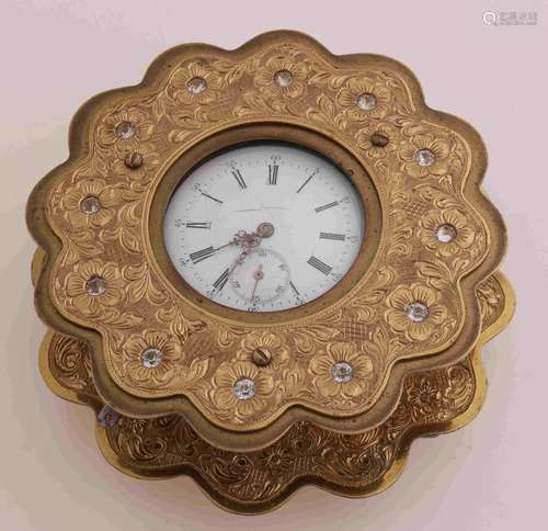 Clock with striking mechanism and erotic scene