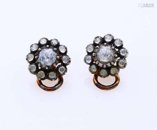 Gold earclips with rose diamonds