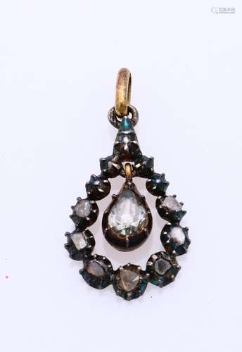 Golden with silver pendant with old diamond