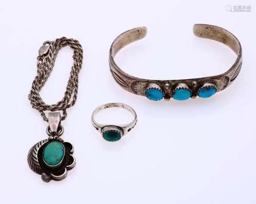 3 Silver jewelry with turquoise