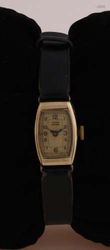 Gold watch with leather strap