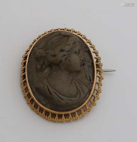 Lava cameo brooch