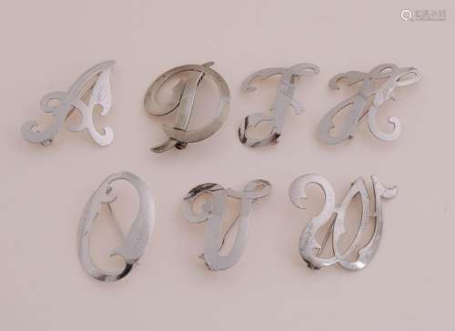 7 Silver Letter Brooches